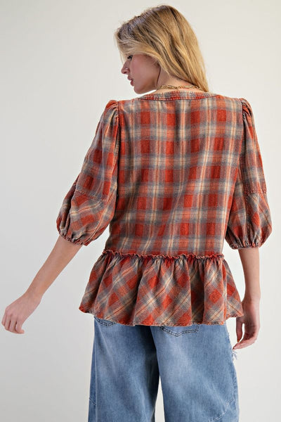 Working Class Plaid Top