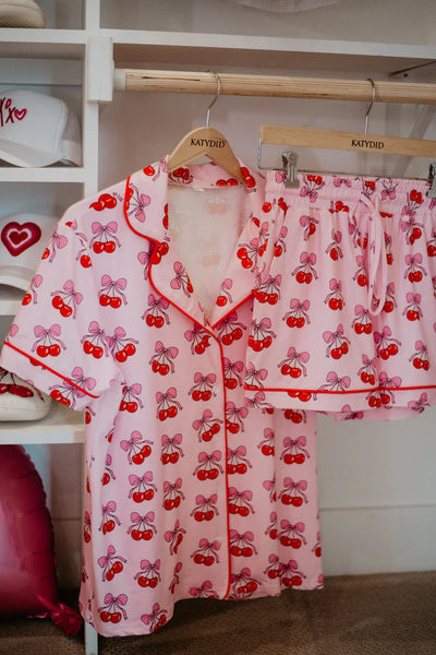 KATYDID Cherry Bow Repeat Two Piece PJ Set
