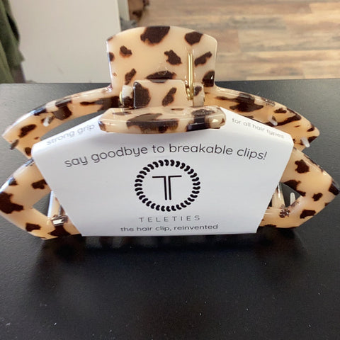 Teleties Large Open Clip Blonde Tortoise