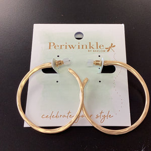 Periwinkle Hammered Gold Hoops