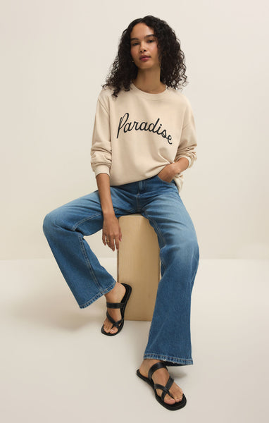 Z Supply Paradise Boyfriend Sweatshirt In Linen