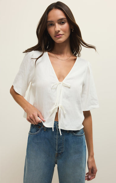 Z Supply La Belle Linen Top In White