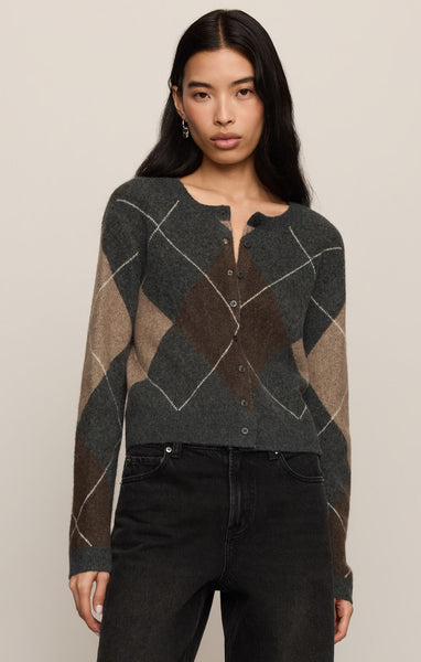 Supply Medina Argyle Cardigan-Charcoal Heater