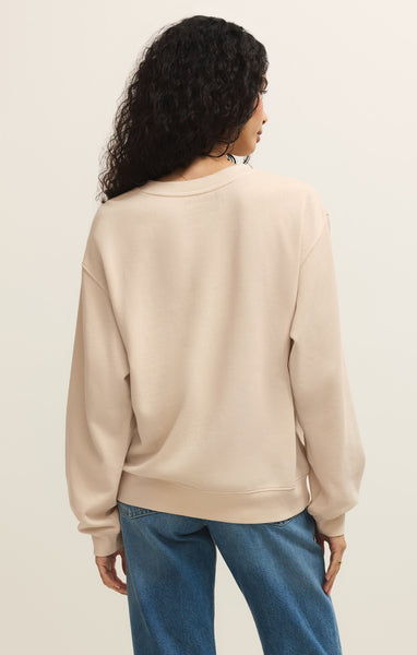 Z Supply Paradise Boyfriend Sweatshirt In Linen