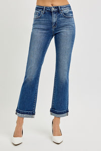 Risen Mauve HR Knee Distressed Straight Jean