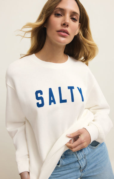 Z Supply Salty Boyfriend Sweatshirt Sea Salt