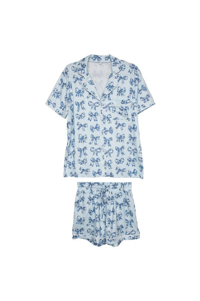 KATYDID Light Blue Toile Coquette Bows Lounge PJ Set