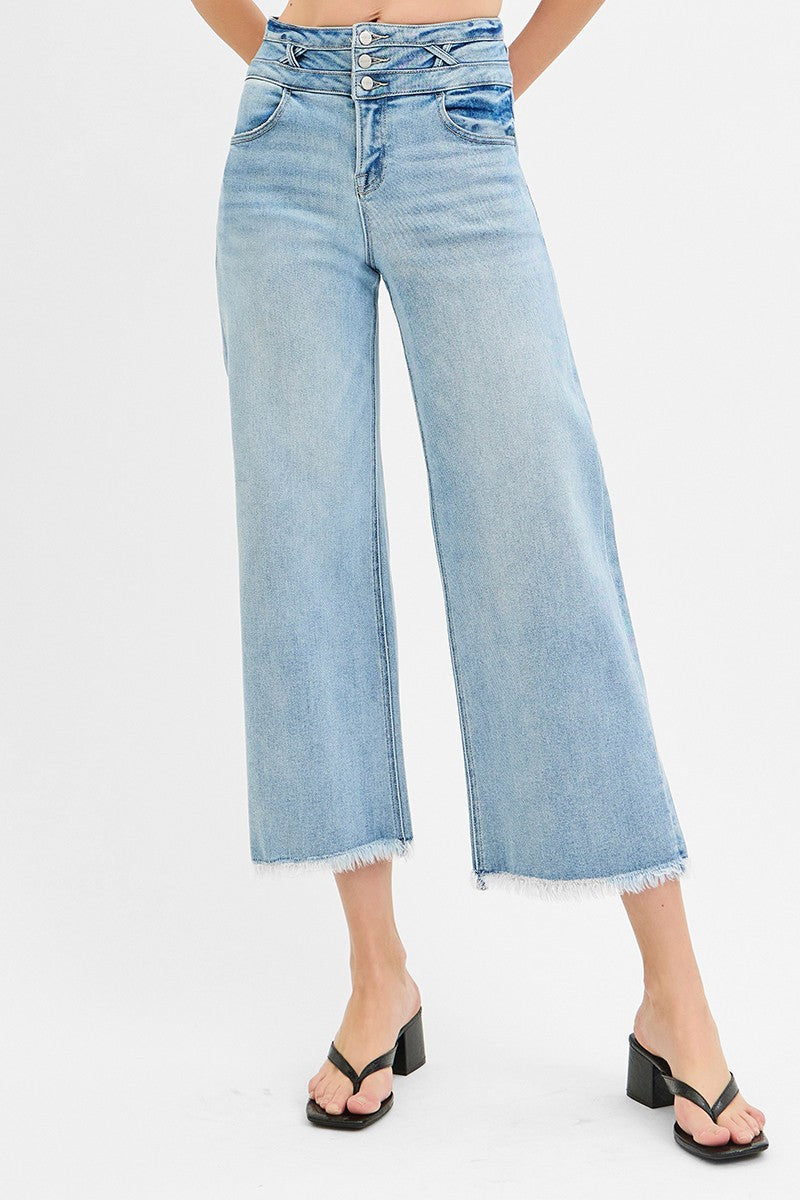 Risen HR Crop Wide w/Wide Band Detail Jean