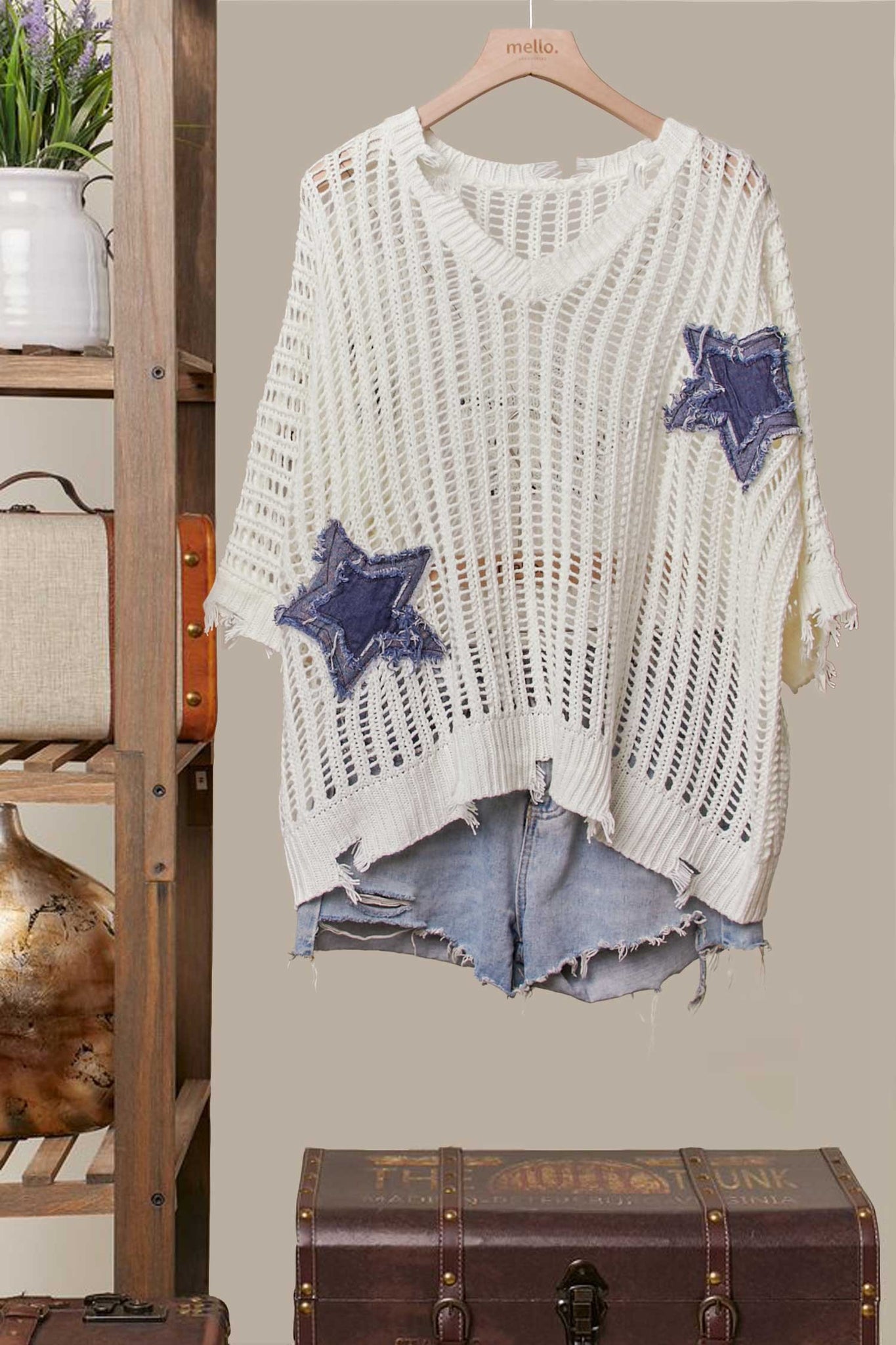 Distressed Star Pullover