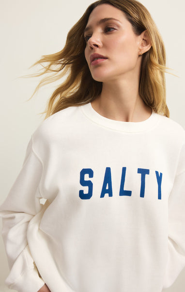 Z Supply Salty Boyfriend Sweatshirt Sea Salt
