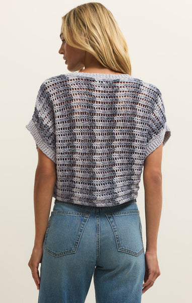 Z Supply Calypso Blue Indigo Ballast Crochet Stripe Top